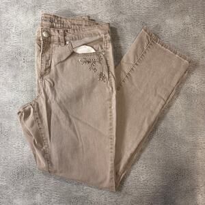 Y2k Beige Embellished Slim Pants